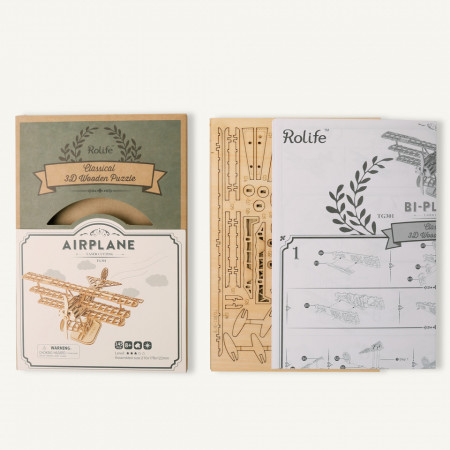 Continut cutie Puzzle 3D din lemn Avion