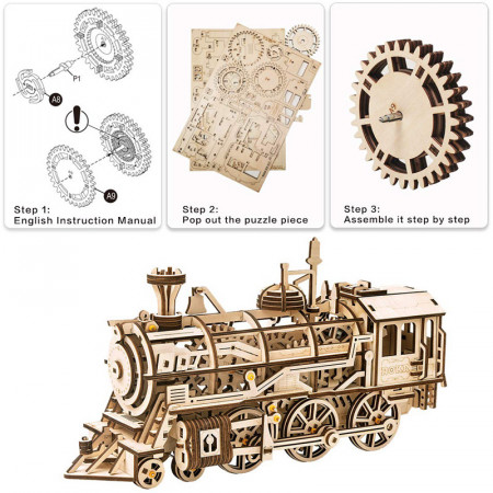 puzzle 3d din lemn locomotiva 3