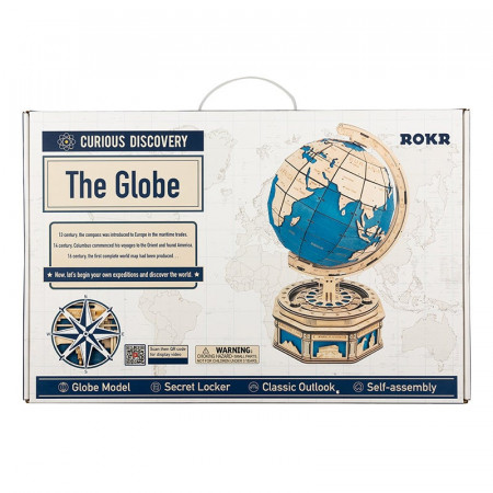 Puzzle 3D lemn Glob XL in cutie