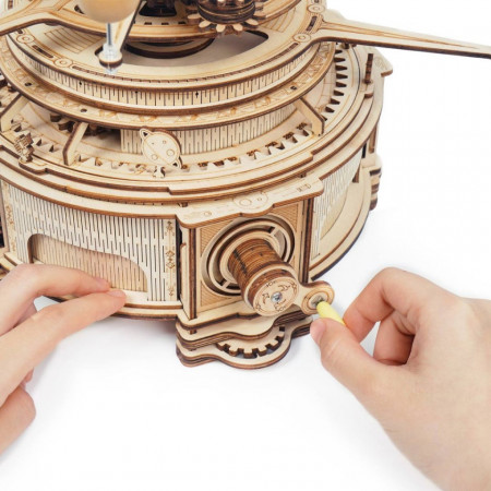 Puzzle 3D lemn sistem solar Orrery cu mecanism functional
