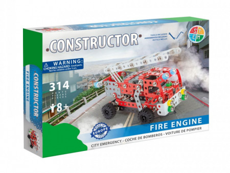Set constructie Masina de pompieri Fire Engine, 314 piese in cutie