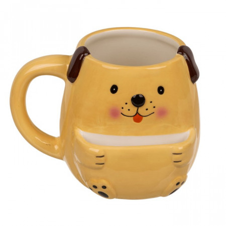Cana cu suport pentru biscuiti Catelus galben