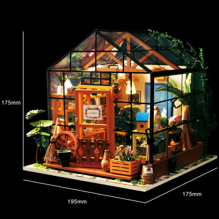 puzzle 3d din lemn casuta cu flori noaptea