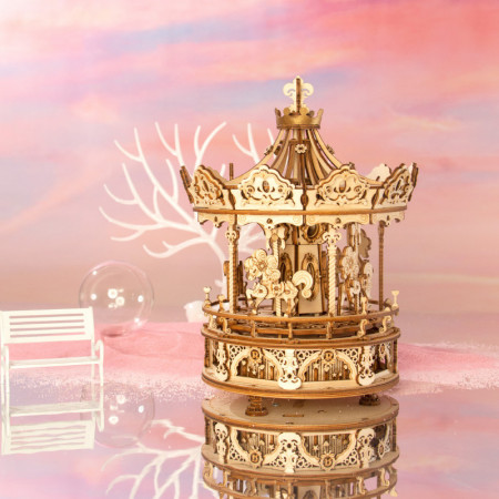 Puzzle 3D lemn Cutie muzicala Carusel artistic