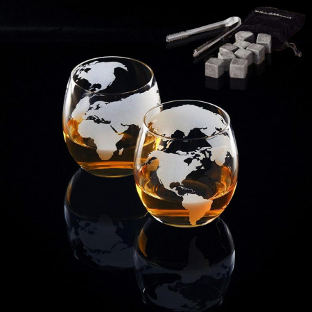 Set cadou 2 pahare Glob cu accesorii