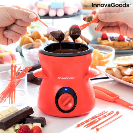 Set fondue pentru ciocolata rosu
