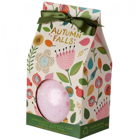 Bila efervescenta pentru baie XXL Autumn Falls cu lemn de santal si narcise in cutie cadou
