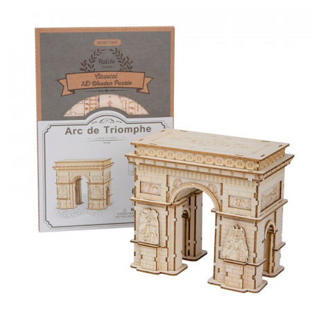 Puzzle 3D din lemn Arcul de Triumf si cutia