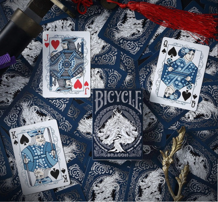 carti de joc bicycle dragon albastru 2