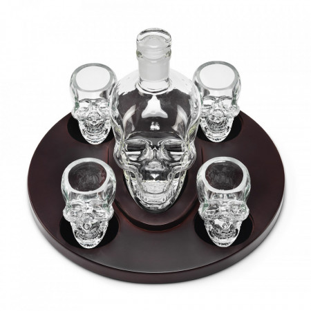 Set cadou Decantor Craniu cu 4 pahare si suport