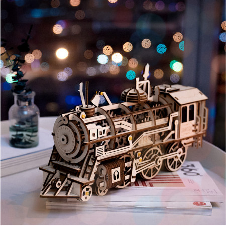 puzzle 3d din lemn locomotiva craciun