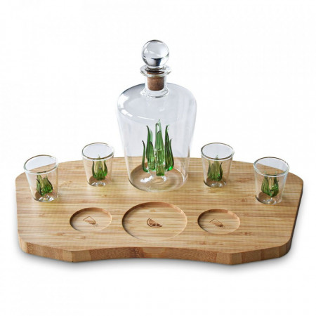Set cadou decantor bauturi Cactus Deluxe cu 4 pahare cu dop de pluta