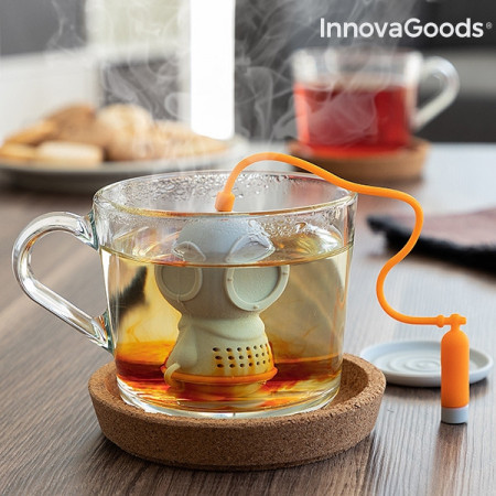 infuzor de ceai scafandru gri cu tub de oxigen