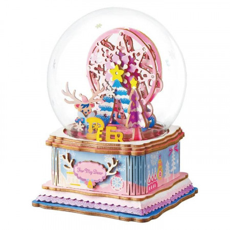 Puzzle 3D din lemn cutie muzicala Merry Christmas de craciun