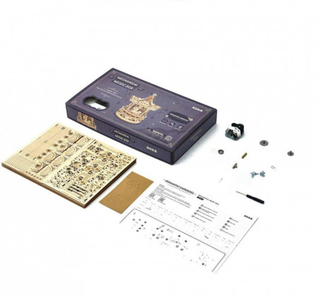 Puzzle 3D lemn Cutie muzicala Carusel cutie si continut
