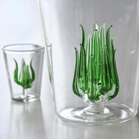 Set cadou decantor bauturi Tequila Deluxe cu 4 pahare si planta de agave lucrata manual