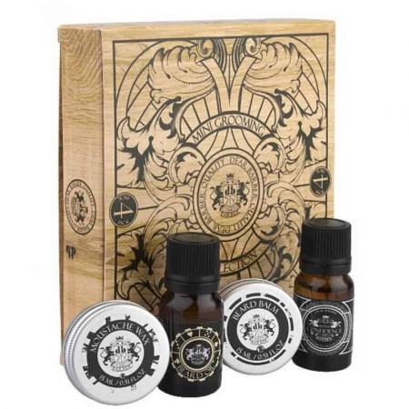 Set cadou ingrijire barba cu balsam, ulei, ceara si apa de toaleta