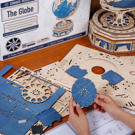 Puzzle 3D lemn Glob XL asamblare