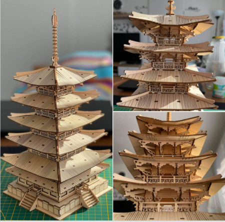 Puzzle 3D lemn Pagoda detaliu