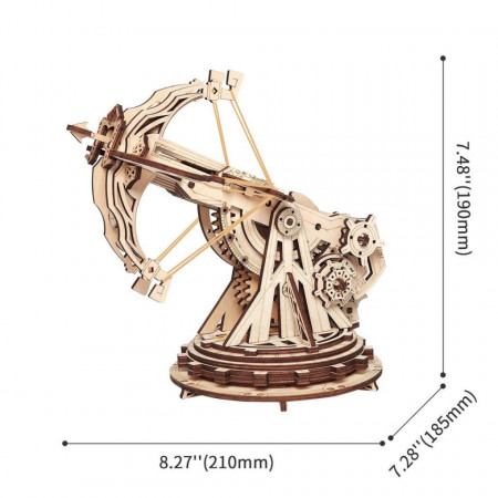 Puzzle 3D lemn Balista dimensiuni
