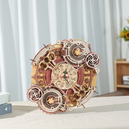 Puzzle 3D lemn Ceas cu calendar Zodiac decor