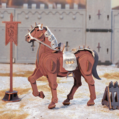 Puzzle 3D lemn Warrior Horse