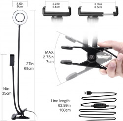 Kit Vlogging cu suport telefon si iluminare LED dimensiuni