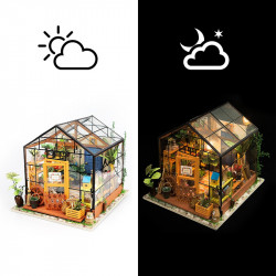 puzzle 3d din lemn casuta cu flori zi si noapte