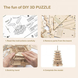 Puzzle 3D lemn Pagoda instructiuni