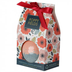 Bila efervescenta pentru baie XXL Poppy Fields cu trandafir alb si iasomie in cutie cadou