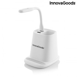 Organizator birou cu incarcator wireless si lampa LED 3