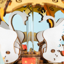 puzzle 3d din lemn cutie muzicala trasura lebede