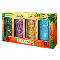 Set 4 pahare colorate Tiki in cutie cadou