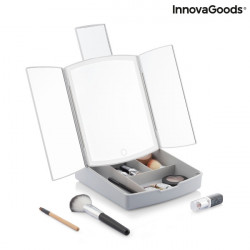 Oglinda LED si organizator pentru machiaj cu accesorii