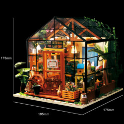 puzzle 3d din lemn casuta cu flori noaptea