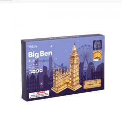 Puzzle 3D lemn Big Ben cu lumini in cutie