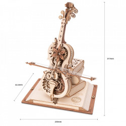 Puzzle 3D lemn Cutie muzicala Violoncel dimensiuni