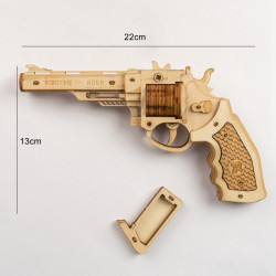 Puzzle 3D lemn Pistol dimensiuni