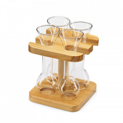 Set 4 mini pahare eprubeta din sticla cu suport