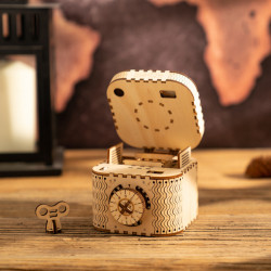 puzzle 3d din lemn cutie comori deschisa