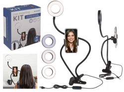  Kit Vlogging cu suport telefon si iluminare LED in cutie