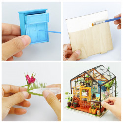 puzzle 3d din lemn casuta cu flori 1