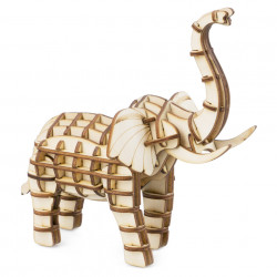 Puzzle 3D din lemn Elefant cu trompa ridicata