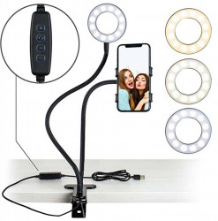 Kit Vlogging cu suport telefon si iluminare LED diferite intensitati