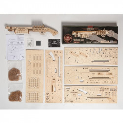 Puzzle 3D lemn Pusca continut cutie