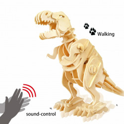 puzzle 3d din lemn dinozaur t-rex controlat prin sunet