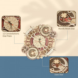Puzzle 3D lemn Ceas cu calendar Zodiac explicatii