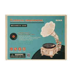 Puzzle 3D lemn Gramofon electric in cutie