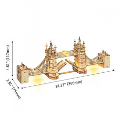 Puzzle 3D lemn Tower Bridge cu lumini dimensiuni