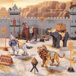 Puzzle 3D lemn Warrior Lion lup elefant si cal